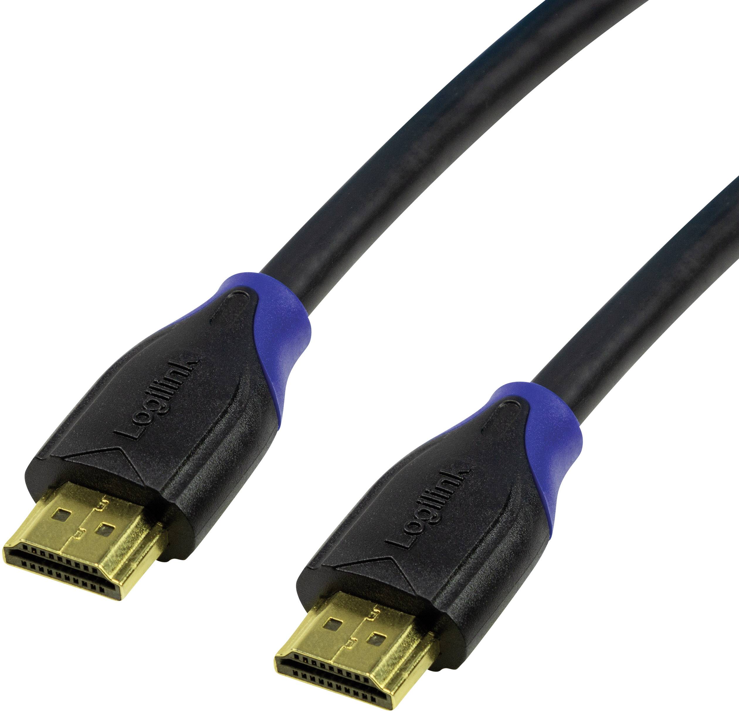 Zwei schwarze HDMI-Kabel mit goldenen Steckern, die für die digitale Übertragung von Audio- und Videodaten verwendet werden.