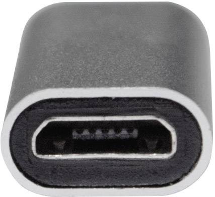 Nahaufnahme eines USB-C-Steckers, der seitlich liegt und die Öffnung zeigt.