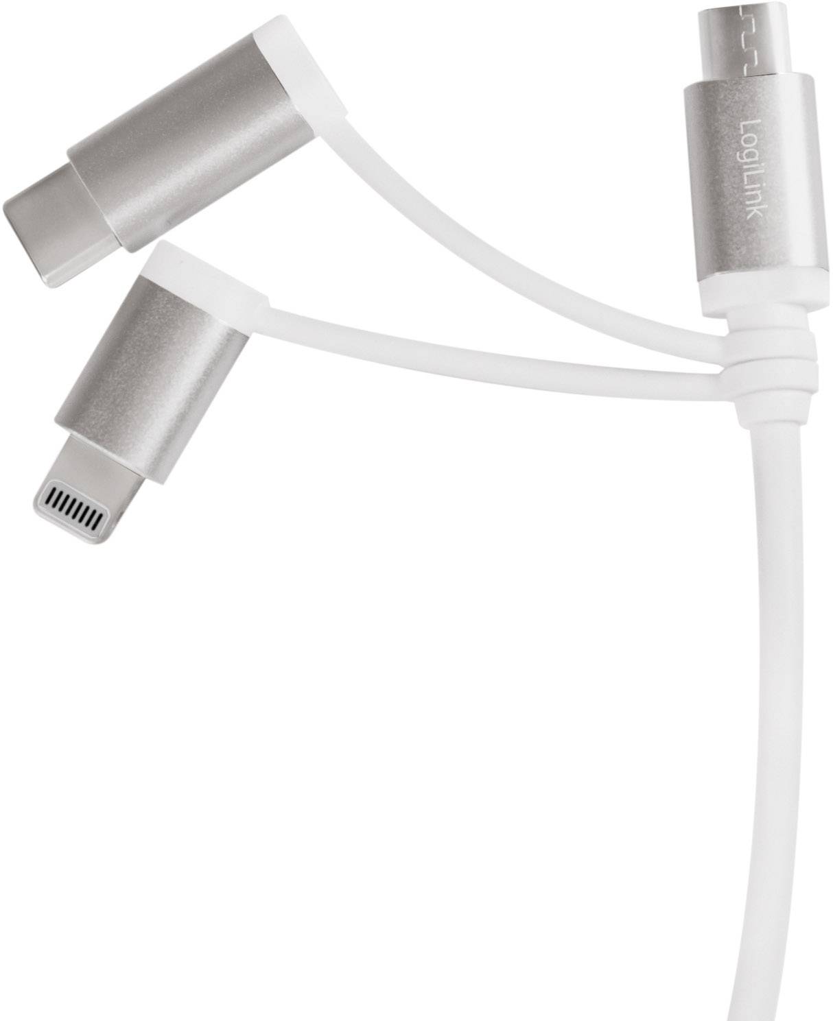 LogiLink USB-Kabel USB 2.0 USB-A Stecker, USB-C® Stecker, USB-Micro-B Stecker, Apple Lightning Stecker 1.00 m Weiß CU0126
