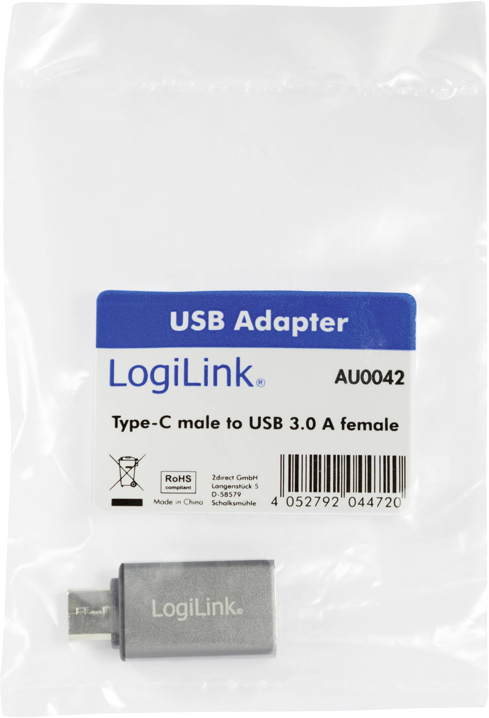 LogiLink USB 3.2 Gen 1 (USB 3.0) Adapter [1x USB-C® Stecker - 1x USB 3.2 Gen 1 Buchse A (USB 3.0)] AU0042