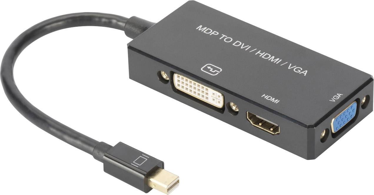 Digitus Adapter [1x Mini-DisplayPort Stecker - 1x DVI-Buchse 24+1pol., DVI-Buchse 24+5pol., HDMI-Buchse, VGA-Buchse] Schwarz