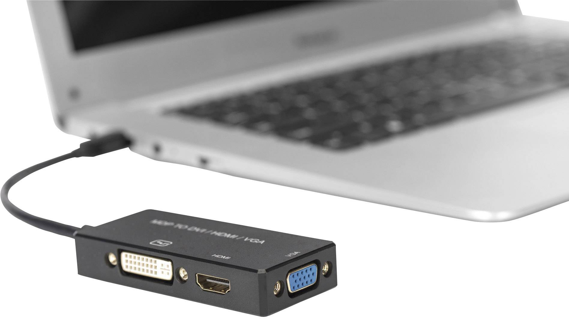 Digitus Adapter [1x Mini-DisplayPort Stecker - 1x DVI-Buchse 24+1pol., DVI-Buchse 24+5pol., HDMI-Buchse, VGA-Buchse] Schwarz