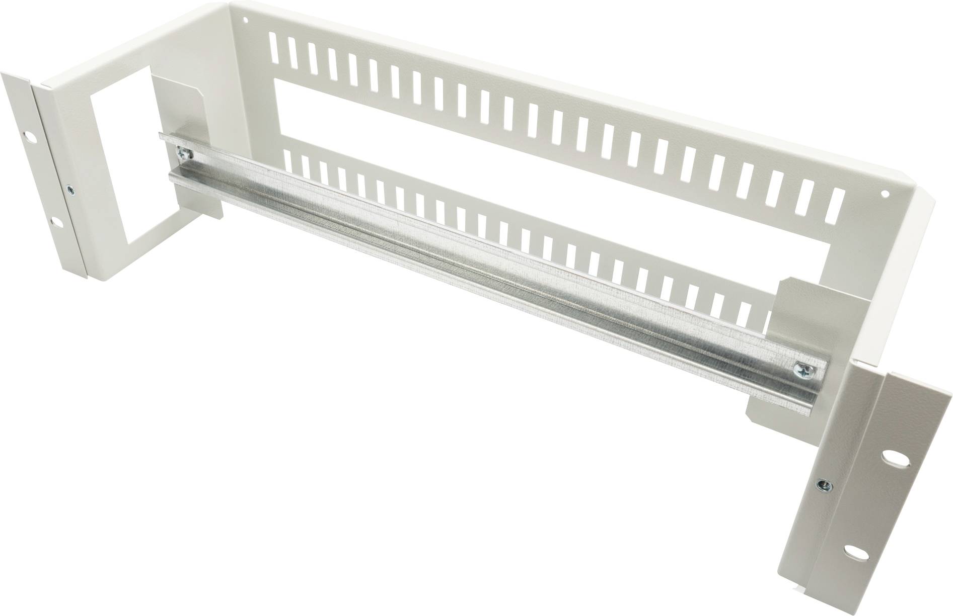 Digitus 483 mm (19“)-Hutschienenträger, 3HE Montagezubehör Schraubbefestigung, Front, Frontbefestigung, Gehäuse, Hutschiene Unbestückt Grau (RAL