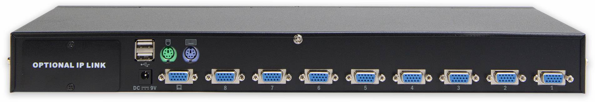 Digitus 8 Port KVM-Umschalter VGA PS/2, USB 1280 x 1024 Pixel, 1920 x 1200 Pixel