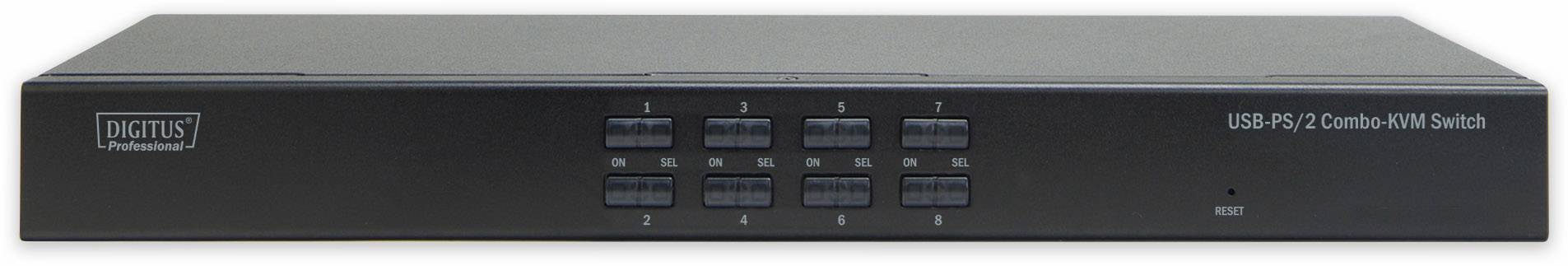 Digitus 8 Port KVM-Umschalter VGA PS/2, USB 1280 x 1024 Pixel, 1920 x 1200 Pixel