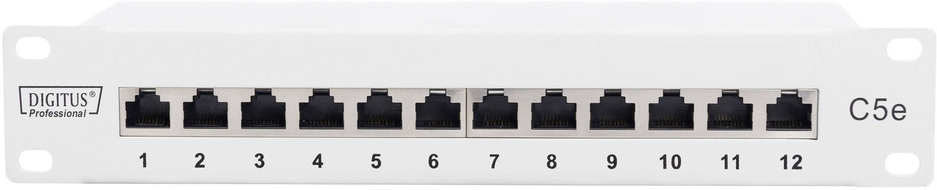 Digitus 12 Port Netzwerk-Patchpanel 254 mm (10") CAT 5e 1 HE Bestückt