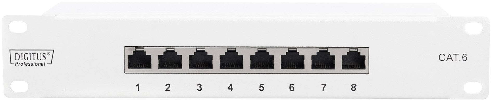 Digitus 8 Port Netzwerk-Patchpanel 254 mm (10") CAT 6 1 HE Bestückt