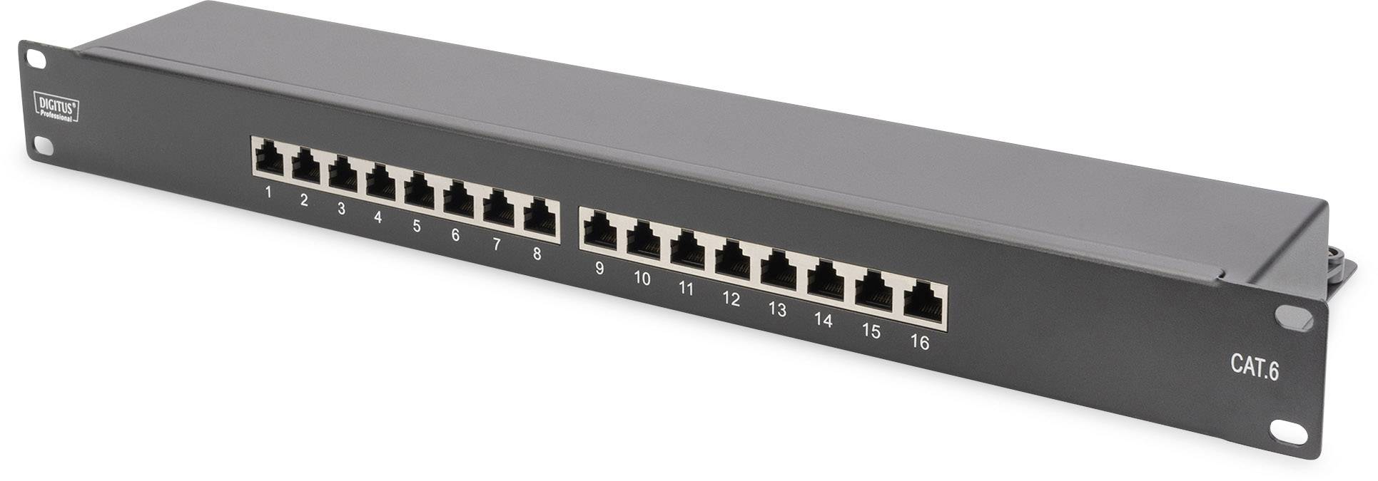 Digitus 16 Port Netzwerk-Patchpanel 483mm (19") CAT 6 1 HE Bestückt