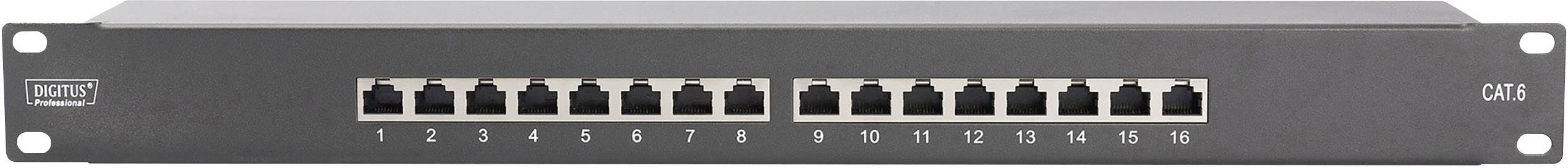 Digitus 16 Port Netzwerk-Patchpanel 483mm (19") CAT 6 1 HE Bestückt