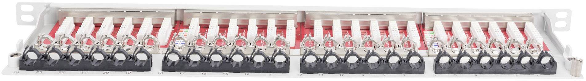 Ein 20-Port Lichtwellenleiter-Spleißmodul mit rot markierten und nummerierten Anschlüssen, das zur Organisation von Glasfaserkabeln dient.
