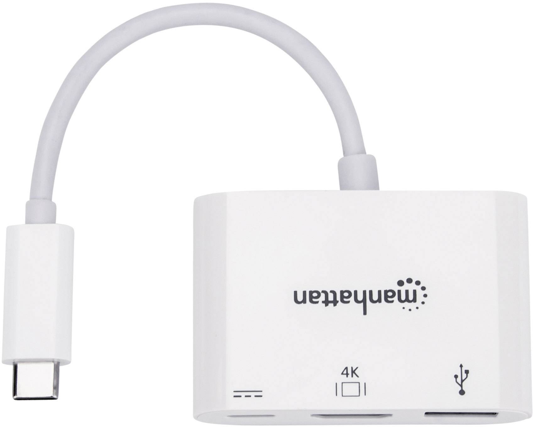 Manhattan 152945 USB Adapter [1x USB-C® Stecker - 1x HDMI-Buchse, USB 2.0 Buchse A, USB-C® Buchse] Weiß 8.00 cm