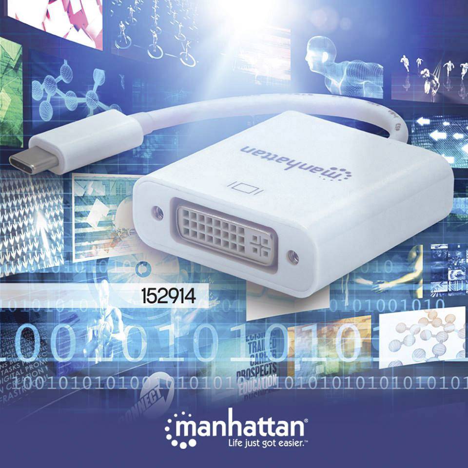 Manhattan 152914 USB Adapter [1x USB-C® Stecker - 1x DVI-Buchse 24+5pol.] Weiß 8.00 cm