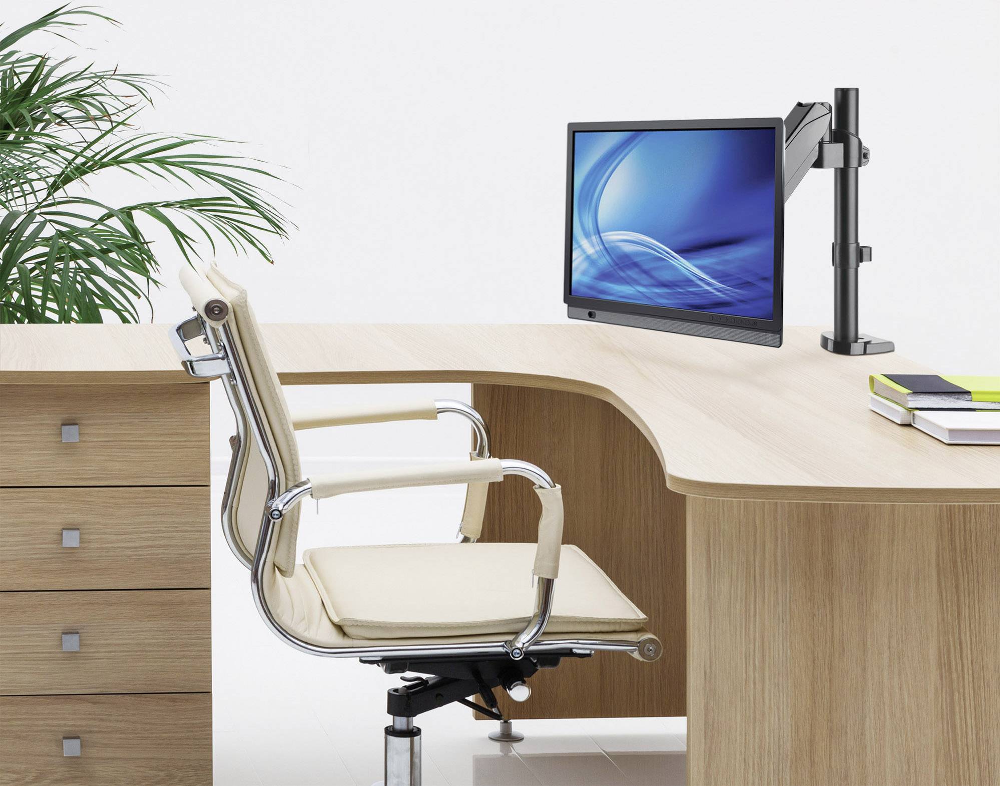 Manhattan 461573 1fach Monitor-Tischhalterung 43,2 cm (17") - 81,3 cm (32") Schwarz Drehbar, Höhenverstellbar, Neigbar, Schwenkbar