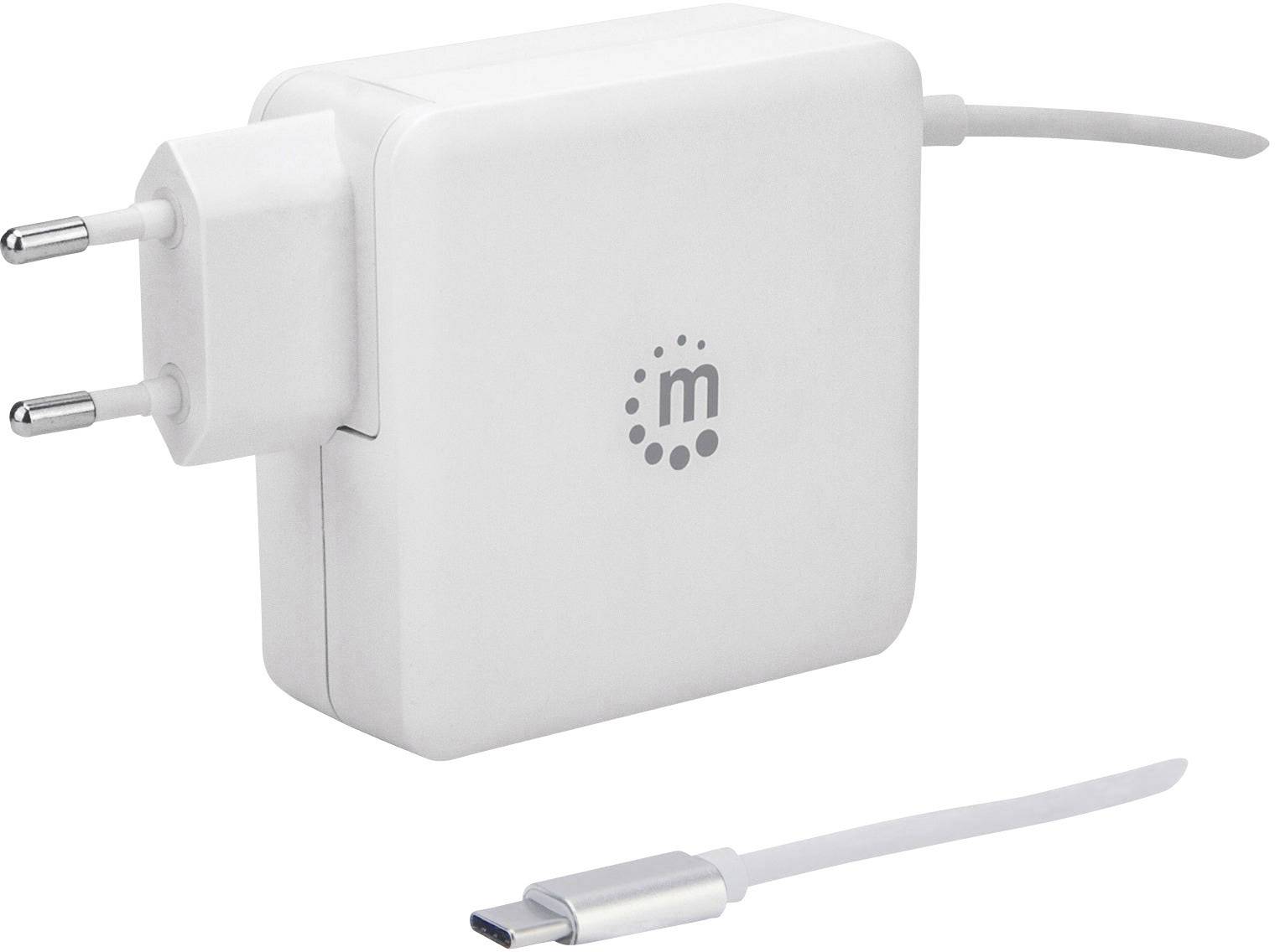 Manhattan USB Ladegerät 60 W USB 2.0 Buchse A, USB-C® Stecker Weiß Steckdose USB Power Delivery (USB-PD)