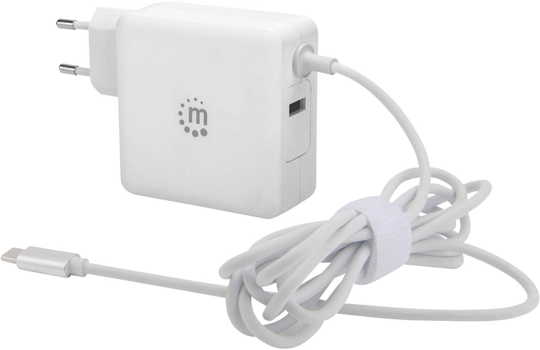 Manhattan USB Ladegerät 60 W USB 2.0 Buchse A, USB-C® Stecker Weiß Steckdose USB Power Delivery (USB-PD)