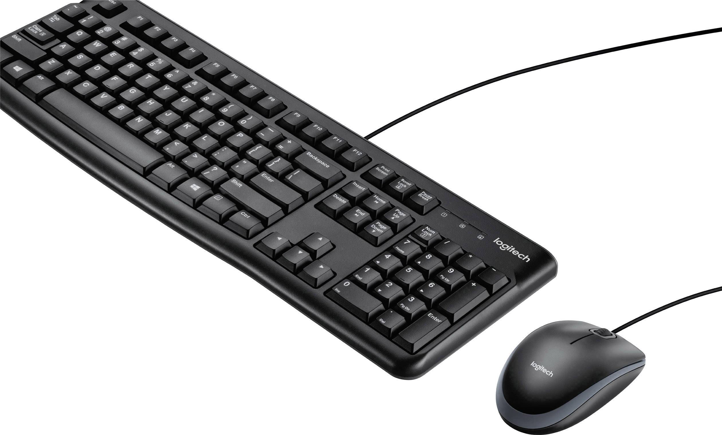 Logitech MK120 USB Tastatur, Maus-Set Spritzwassergeschützt US-Englisch, QWERTY Schwarz