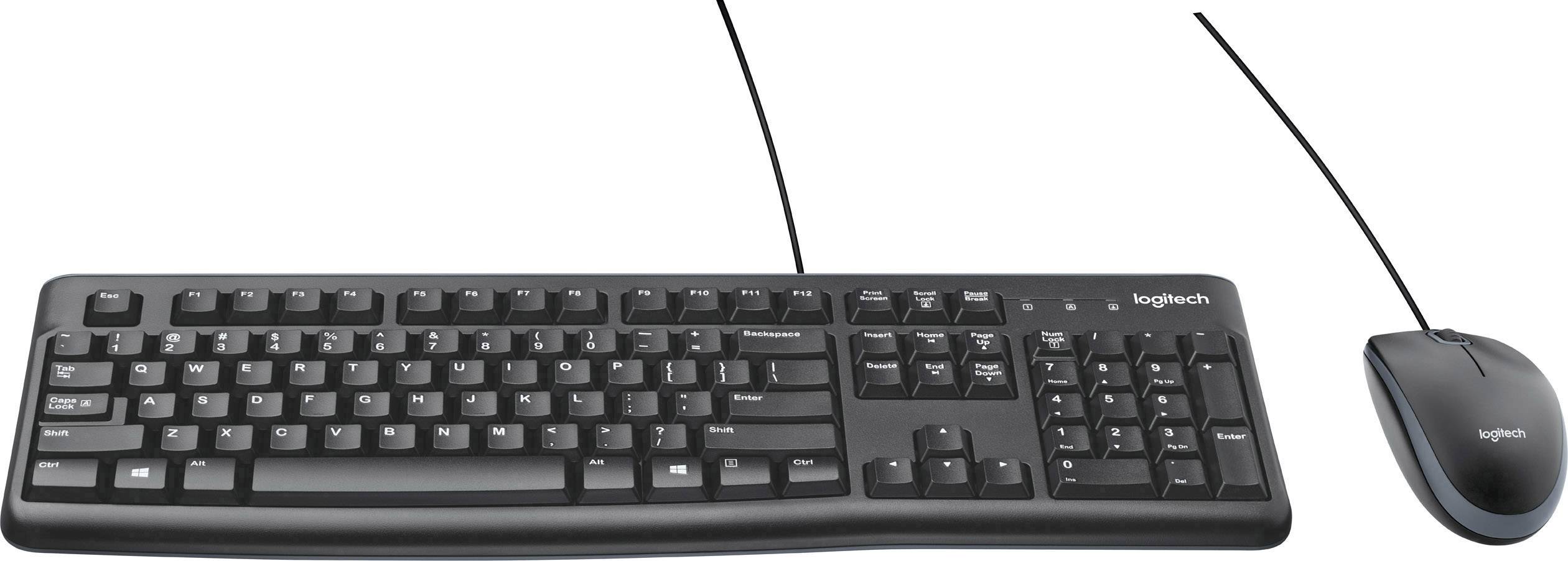 Logitech MK120 USB Tastatur, Maus-Set Spritzwassergeschützt UK-Englisch, QWERTY Schwarz