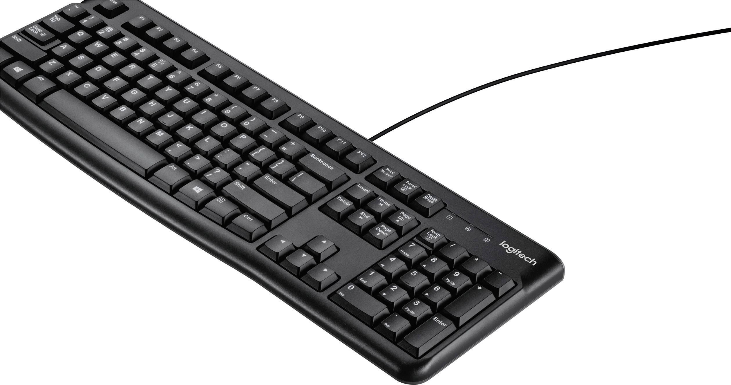 Logitech K120 USB Tastatur US-Englisch, QWERTY Schwarz Spritzwassergeschützt