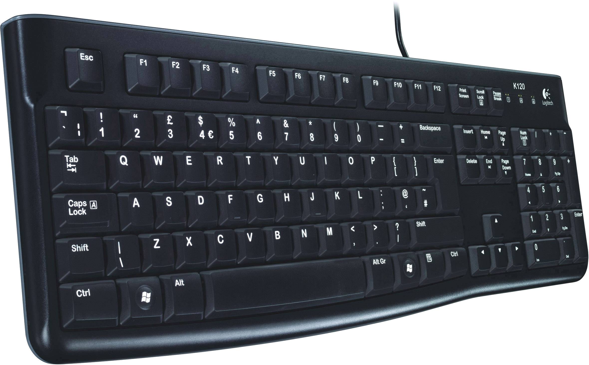 Logitech K120 B2B USB Tastatur Tschechisch Schwarz Spritzwassergeschützt
