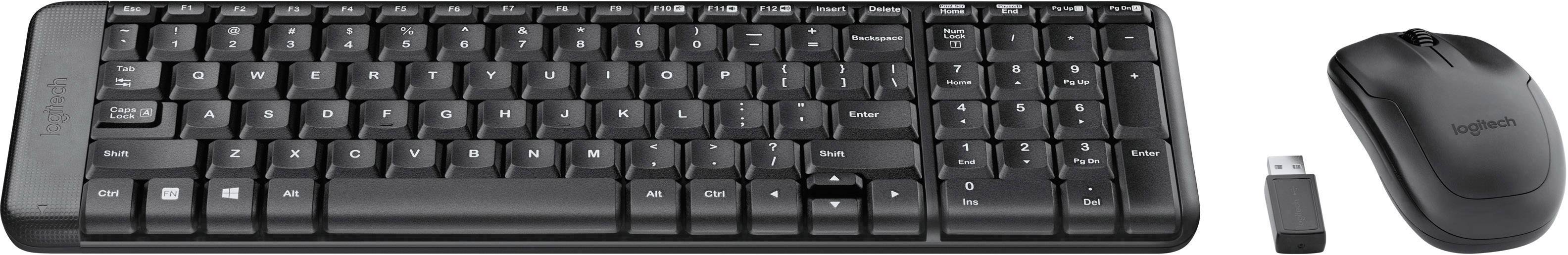 Logitech MK220 Funk Tastatur, Maus-Set UK-Englisch, QWERTY Schwarz