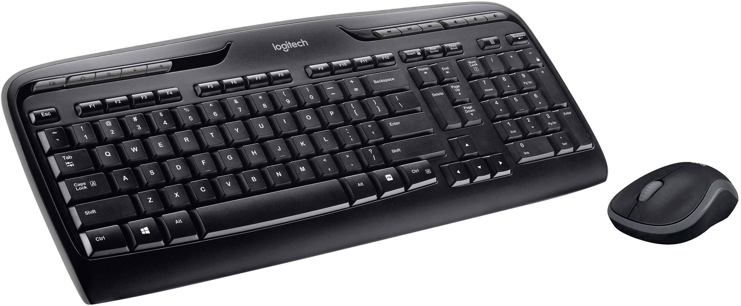 Logitech MK330 Funk Tastatur, Maus-Set Multimediatasten US-Englisch, QWERTY Schwarz