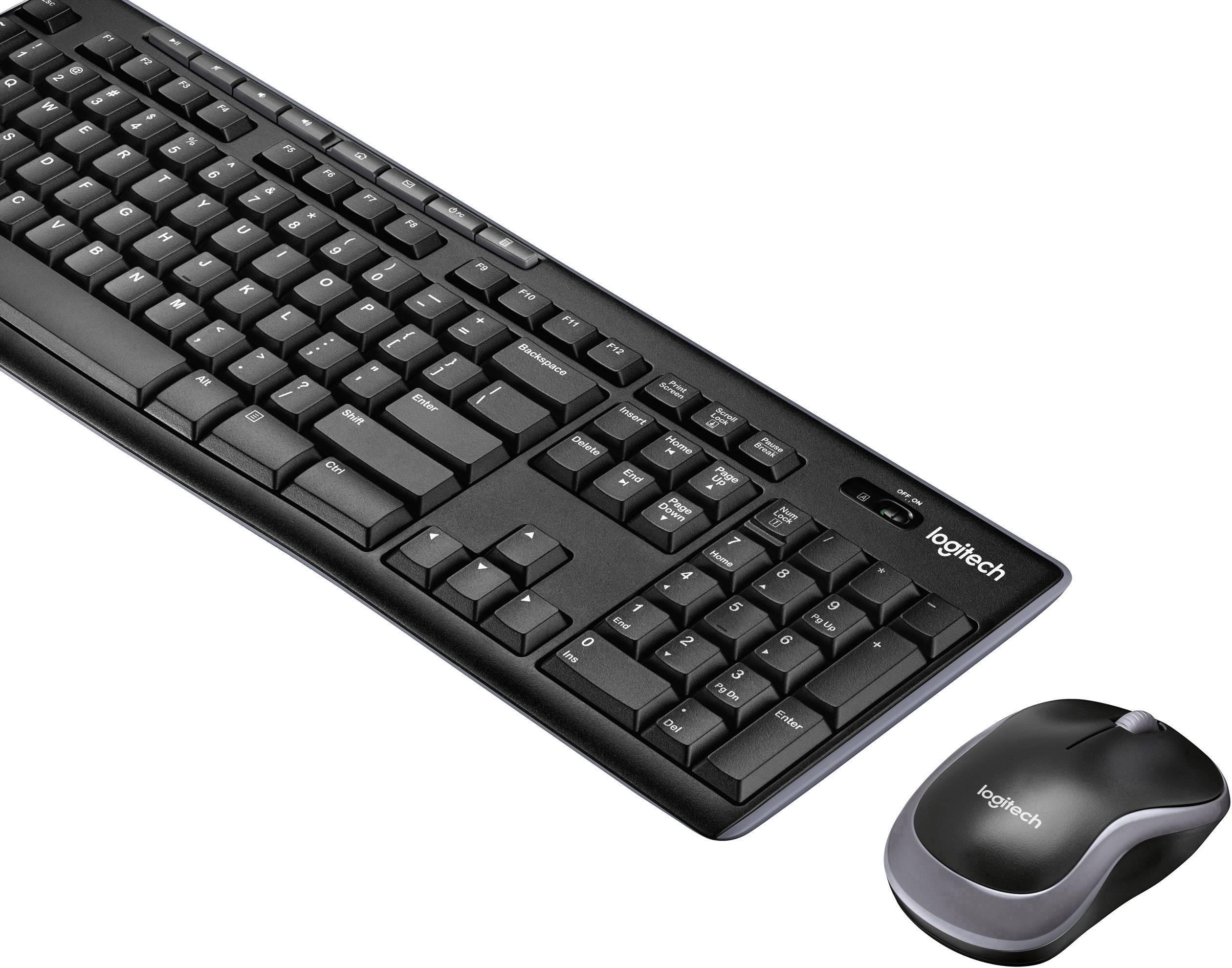 Logitech MK270 Funk Tastatur, Maus-Set Multimediatasten Schweiz, QWERTZ Schwarz