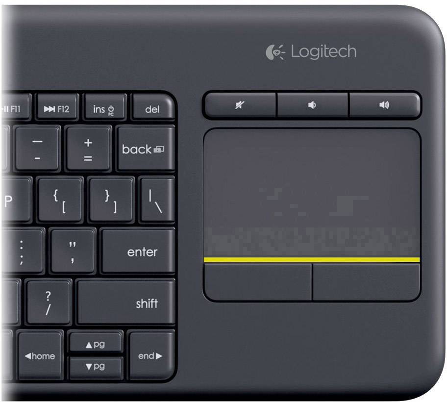 Logitech K400+ Funk Tastatur Schweiz, QWERTZ Schwarz Integriertes Touchpad, Maustasten, Multimediatasten