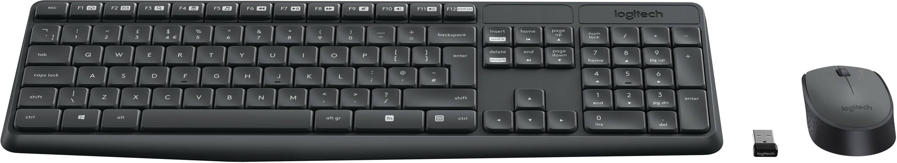 Logitech MK235 Funk Tastatur, Maus-Set Italienisch, QWERTY Schwarz
