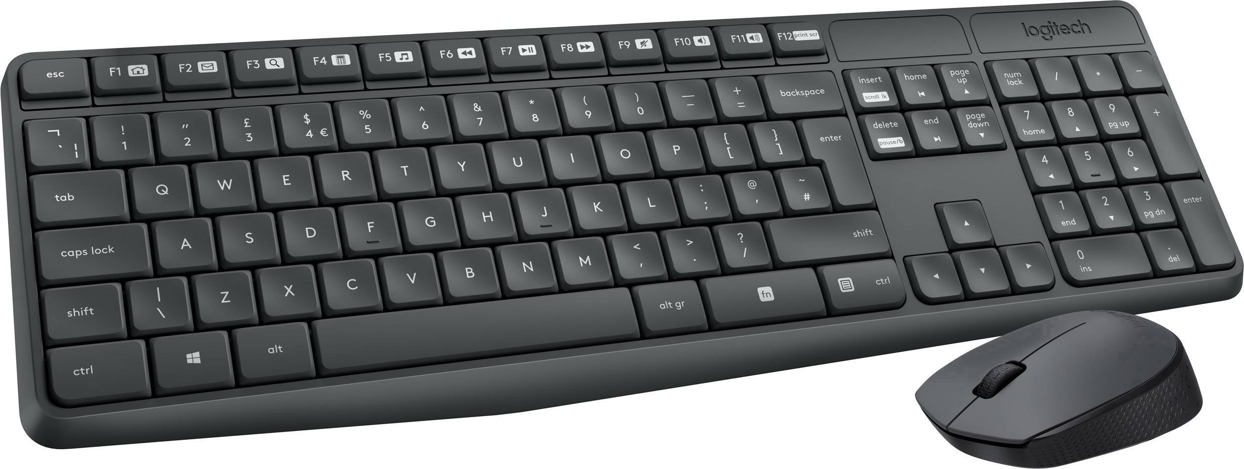 Logitech MK235 Funk Tastatur, Maus-Set Italienisch, QWERTY Schwarz