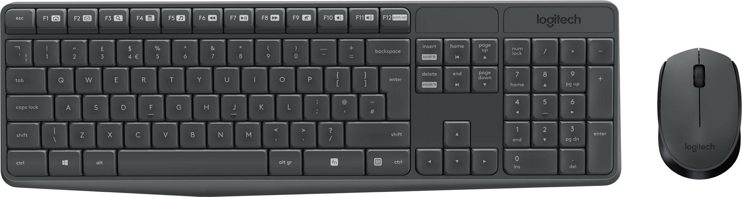 Logitech MK235 Funk Tastatur, Maus-Set Italienisch, QWERTY Schwarz