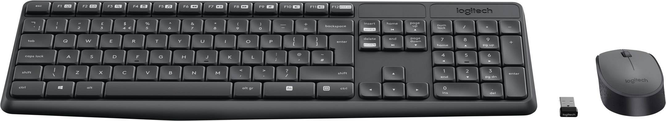 Logitech MK235 Funk Tastatur, Maus-Set Portugiesisch Schwarz
