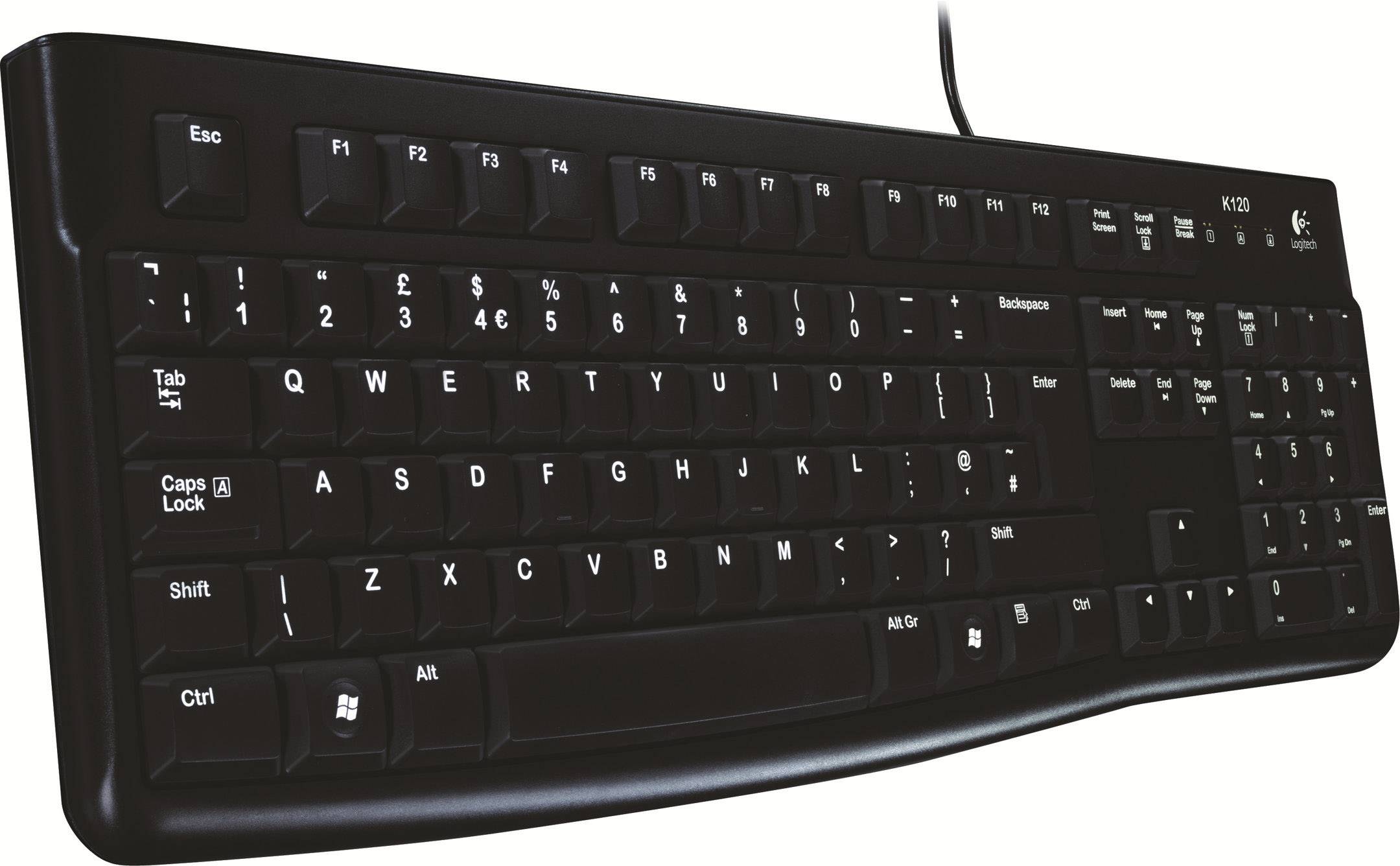 Logitech K120 USB Tastatur Ungarisch, QWERTZ Schwarz Spritzwassergeschützt