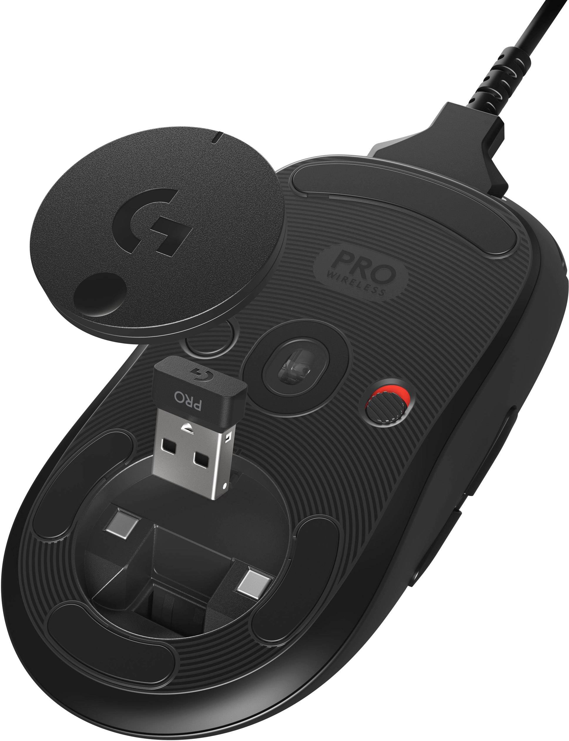 Logitech Gaming G Pro Gaming-Maus Funk Optisch Schwarz 6 Tasten 16000 dpi Beleuchtet, Austauschbare Seitenteile, Abnehmbares Kabel
