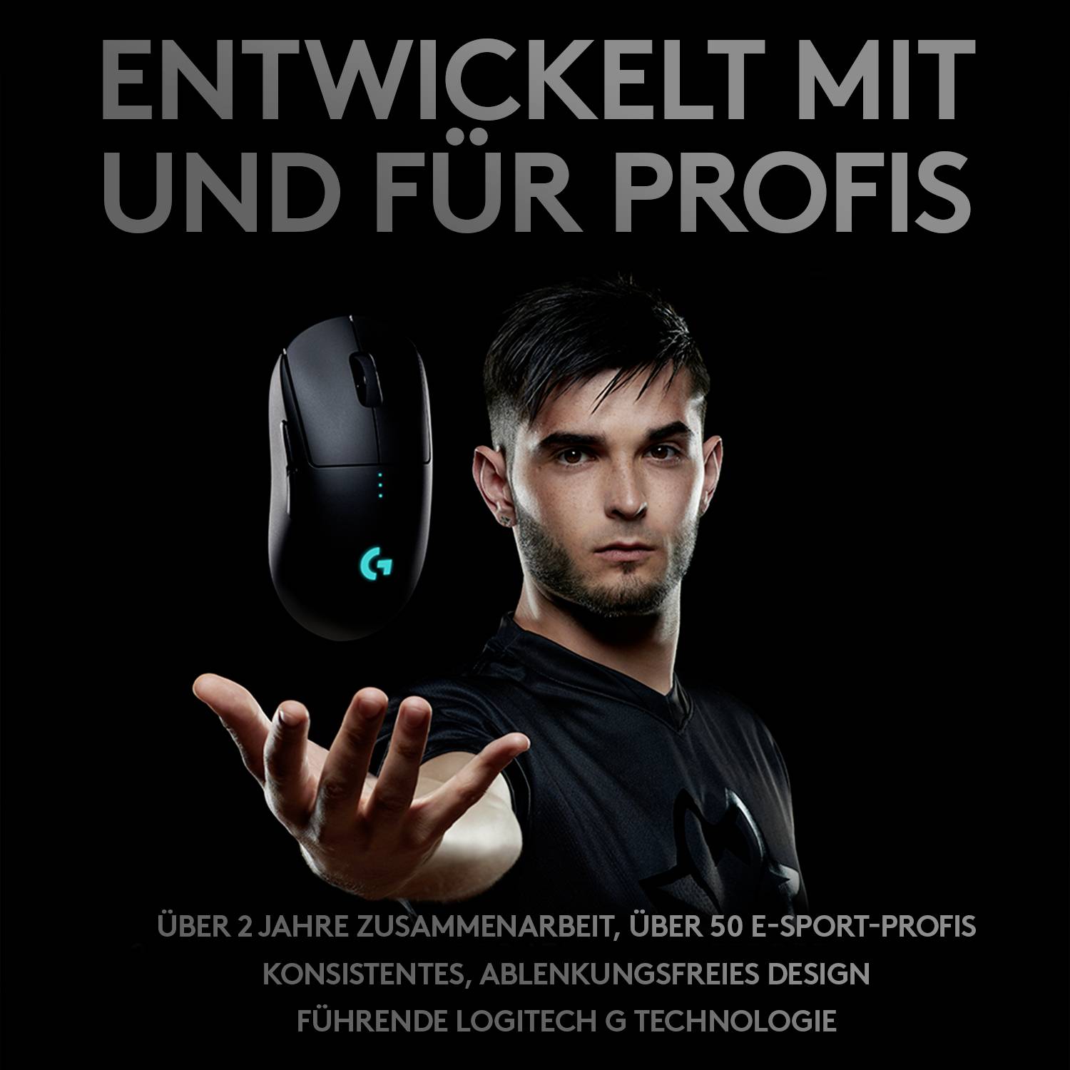 Logitech G Pro Gaming-Maus USB Optisch Schwarz 8 Tasten 16000 dpi Beleuchtet, Austauschbare Seitenteile, Abnehmbares Kabel