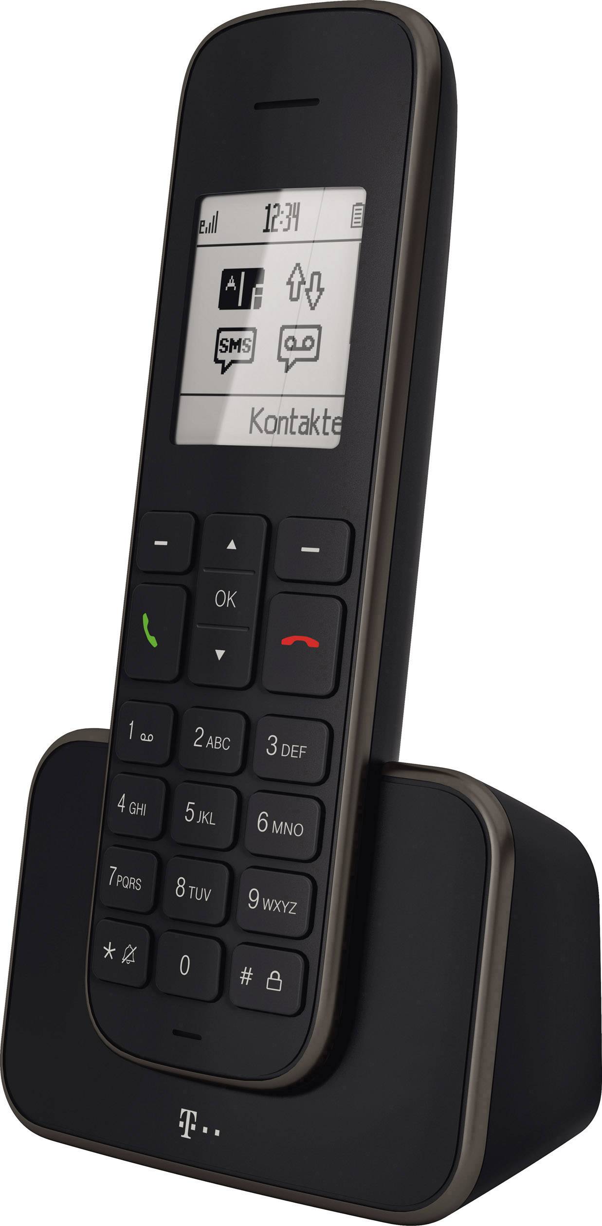 Telekom PA 207 plus 1 DECT Schnurloses Telefon analog Anrufbeantworter, inkl. Mobilteil Schwarz