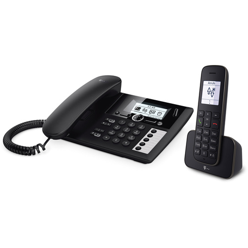 Telekom PA 207 plus 1 DECT Schnurloses Telefon analog Anrufbeantworter, inkl. Mobilteil Schwarz