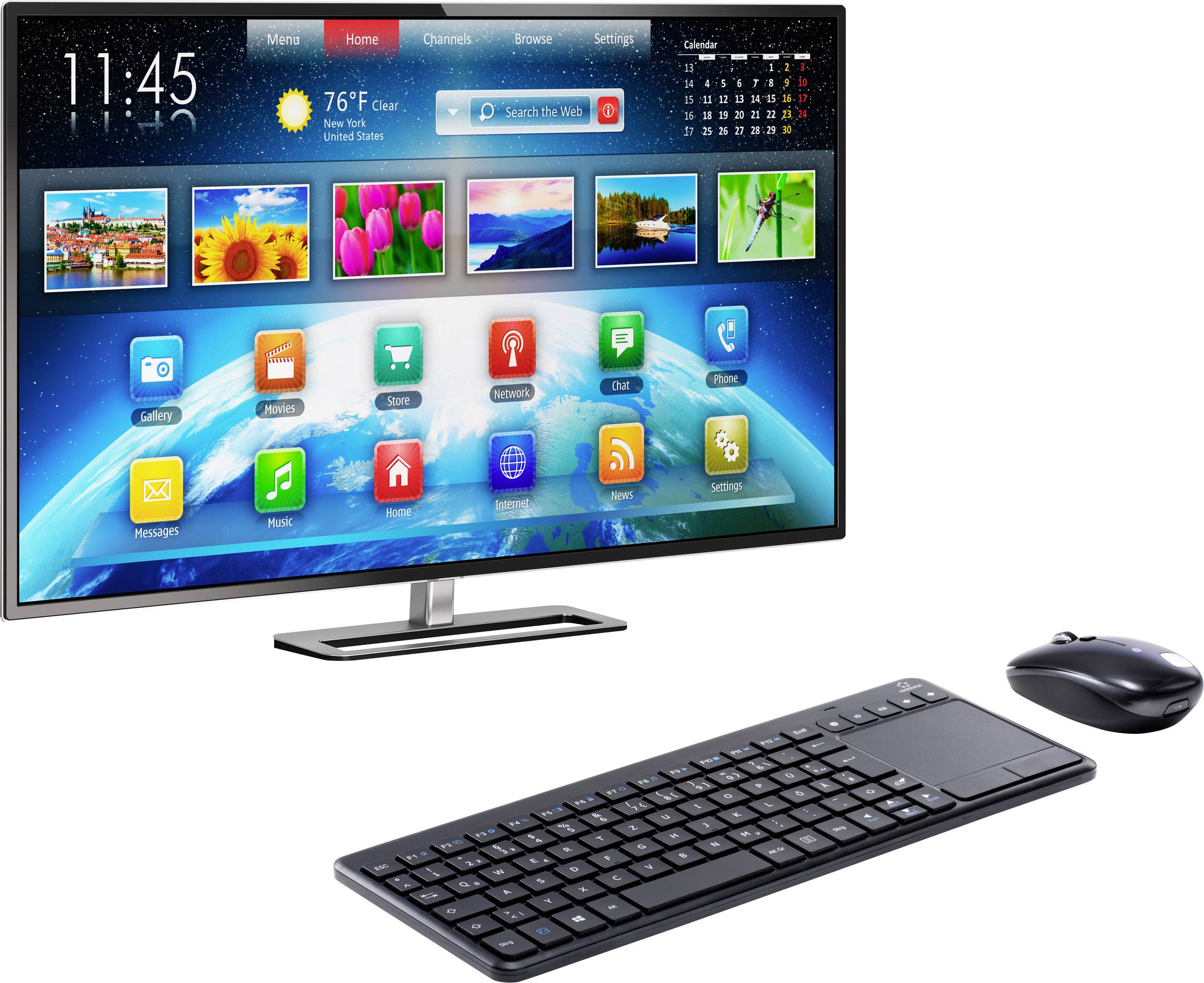 Renkforce MT-1006 Funk Tastatur, Touchpad Deutsch, QWERTZ Schwarz Integriertes Touchpad, Maustasten, Multimediatasten