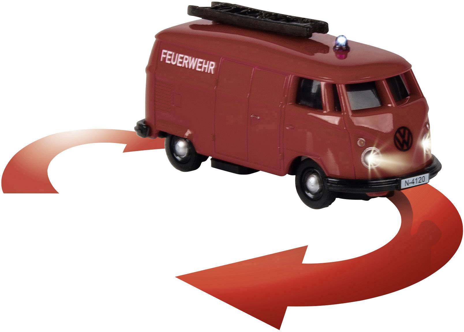 Carson Modellsport 500504120 VW Bus T1 Kastenwagen Feuerwehr 1:87 RC Modellauto Elektro Straßenmodell Heckantrieb (2WD) inkl