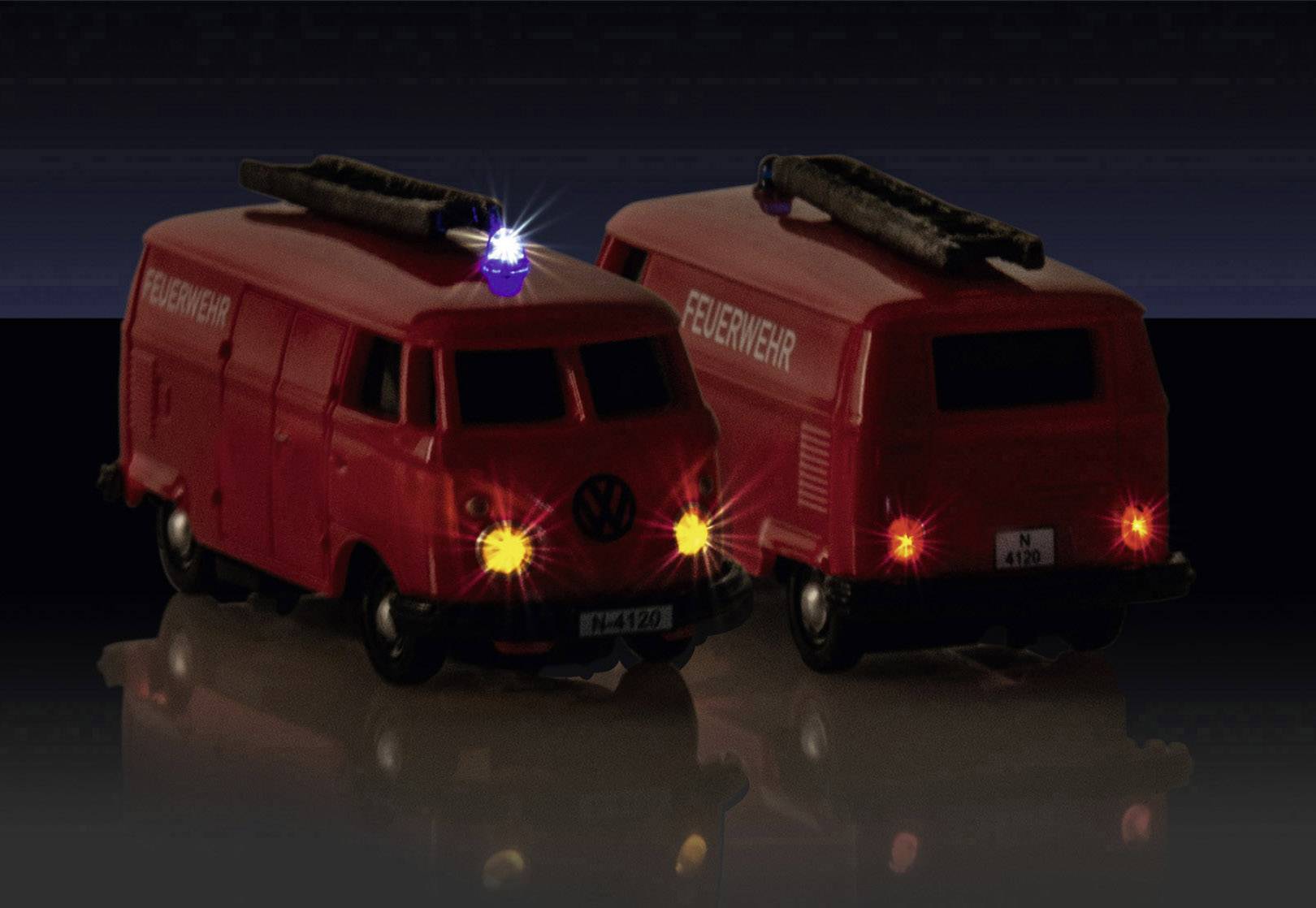 Carson Modellsport 500504120 VW Bus T1 Kastenwagen Feuerwehr 1:87 RC Modellauto Elektro Straßenmodell Heckantrieb (2WD) inkl