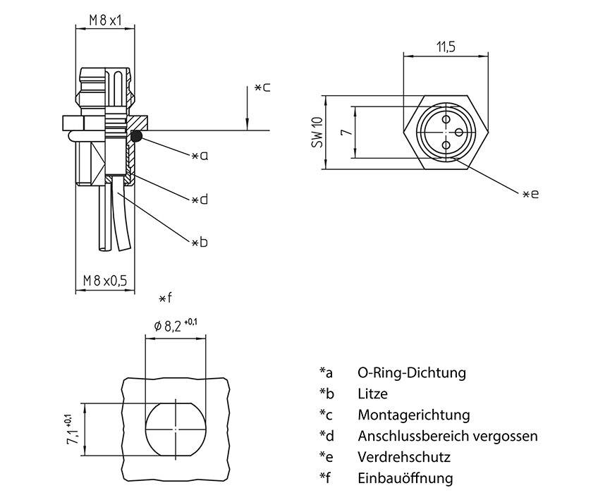 Lutronic 1226 Sensor-/Aktor-Einbausteckverbinder M8 Stecker, Einbau 0.50m Polzahl Sensoren: 3 1St.