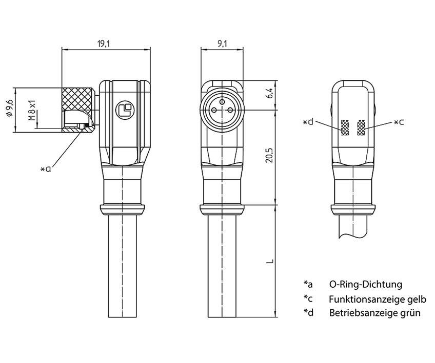 Lutronic 1117 Sensor-/Aktor-Steckverbinder, konfektioniert M8 Kupplung, gewinkelt 2.00m Polzahl Sensoren: 3 1St.