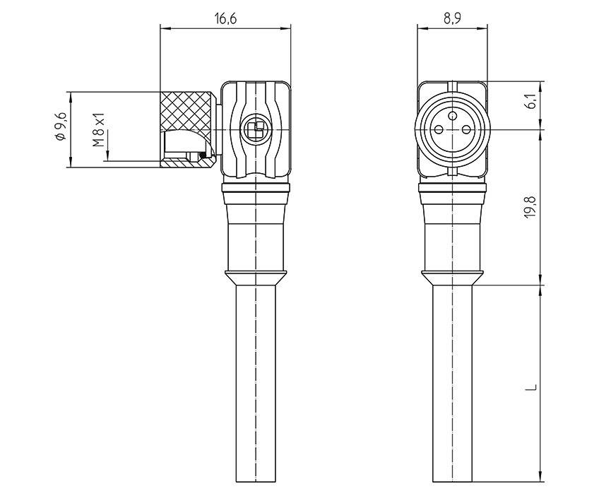Lutronic 1048 Sensor-/Aktor-Steckverbinder, konfektioniert M8 Kupplung, gewinkelt 10.00m Polzahl Sensoren: 4 1St.