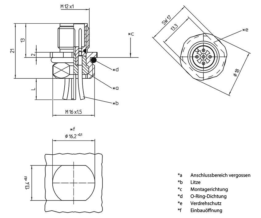 Lutronic 1239 Sensor-/Aktor-Einbausteckverbinder M12 Stecker, Einbau 0.50m Polzahl Sensoren: 8 1St.