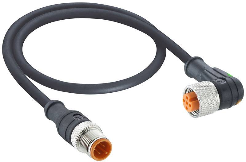 Lutronic 1162 Sensor-/Aktor-Anschlussleitung M12 Stecker, gerade, Buchse, gewinkelt 5.00 m Polzahl