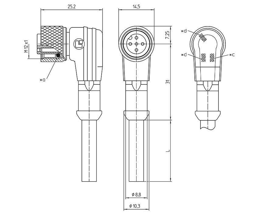 Lutronic 1162 Sensor-/Aktor-Anschlussleitung M12 Stecker, gerade, Buchse, gewinkelt 5.00 m Polzahl