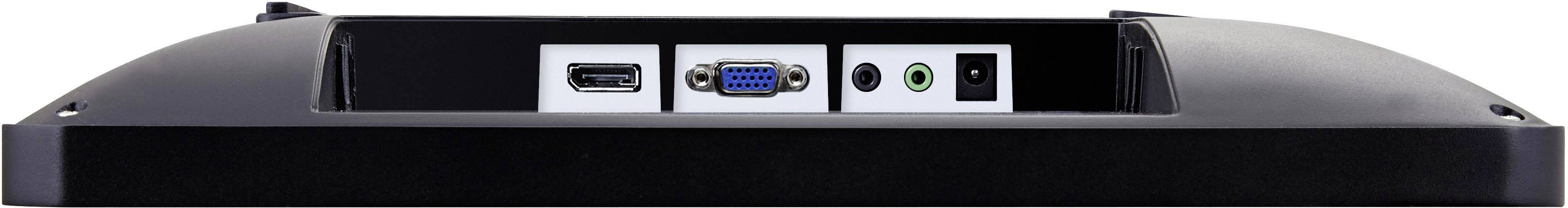 Rückseite eines Monitors mit Anschlussports: HDMI, VGA, Audio und Stromanschluss.