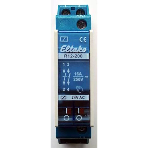 Eltako R12-200-24V Schaltrelais Nennspannung: 24V Schaltstrom (max.): 8A 2 Schließer 1St. Eltako R12-200-24V Schaltrelais Nennspannung: 24V Schaltstrom (max.): 8A 2 Schließer 1St.