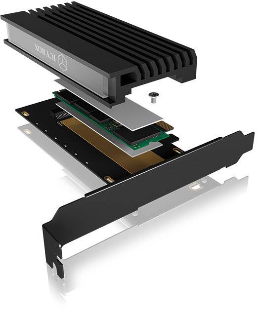 ICY BOX IB-PCI214M2-HSL 1 Port M.2 Controller PCIe x4 Passend für (SSD): 2230, 2242, 2260, 2280 Passive Kühlung
