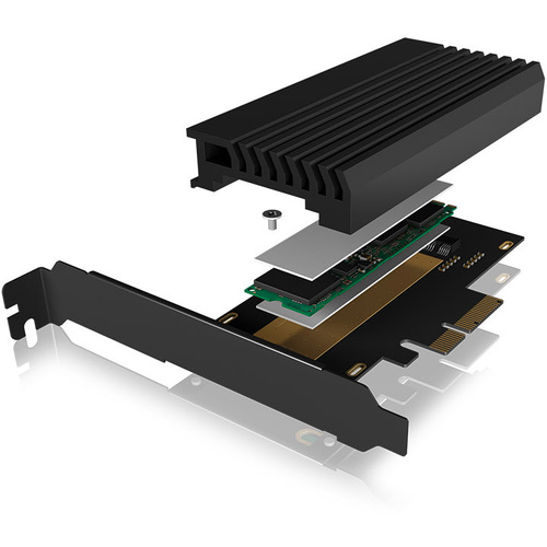 ICY BOX IB-PCI214M2-HSL 1 port Contrôleur M.2 PCIe x4 convient pour (SSD): M.2 PCIe NVMe SSD Refroidissement passif
