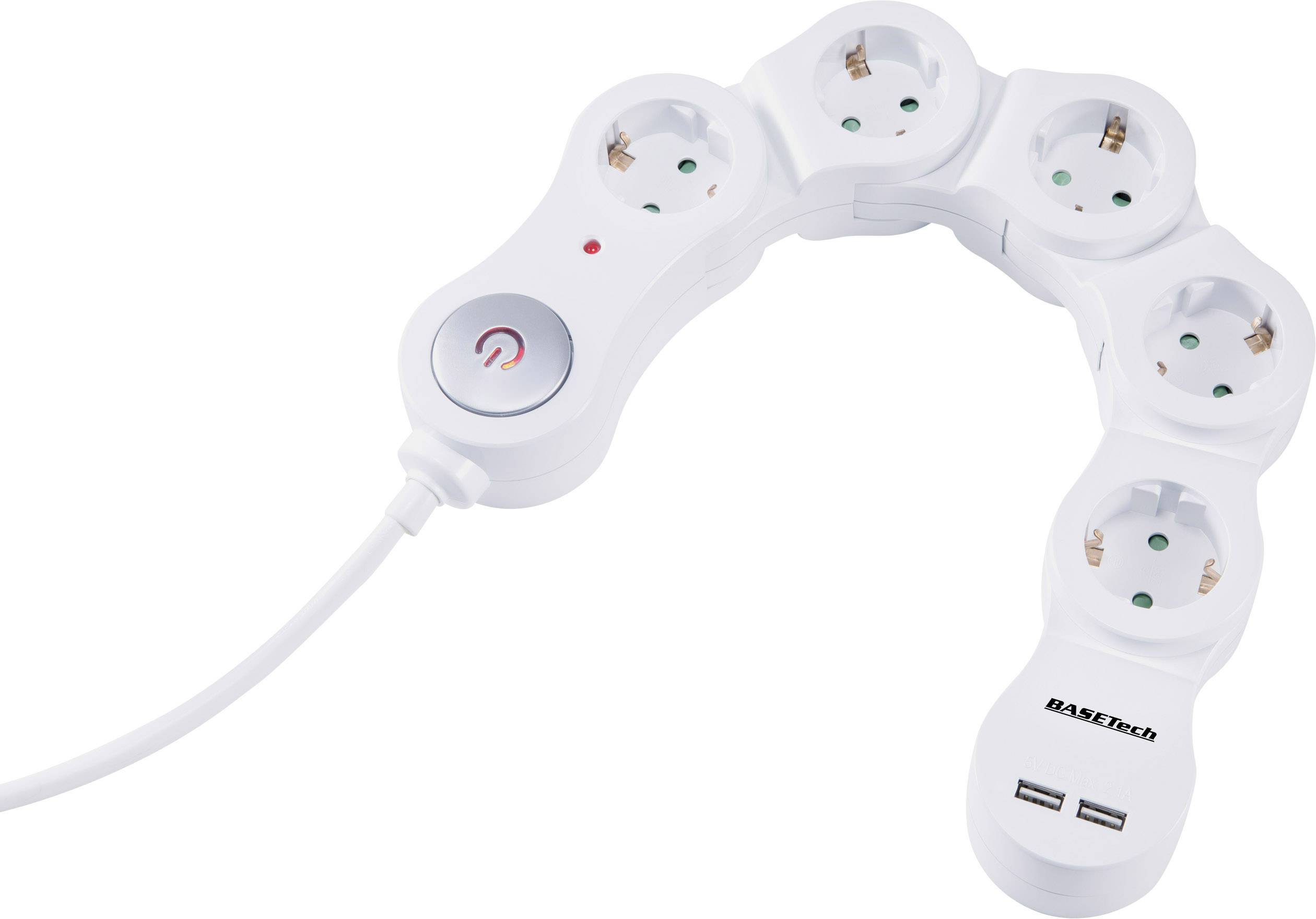Basetech BT-1911219 Überspannungsschutz-Steckdosenleiste 5fach Weiß Schutzkontakt 1St.